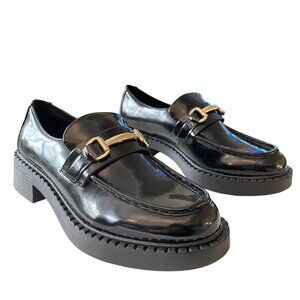 Madden Girl Patent Leather Black Ambrose Lug Loafers Sz 8 NEW